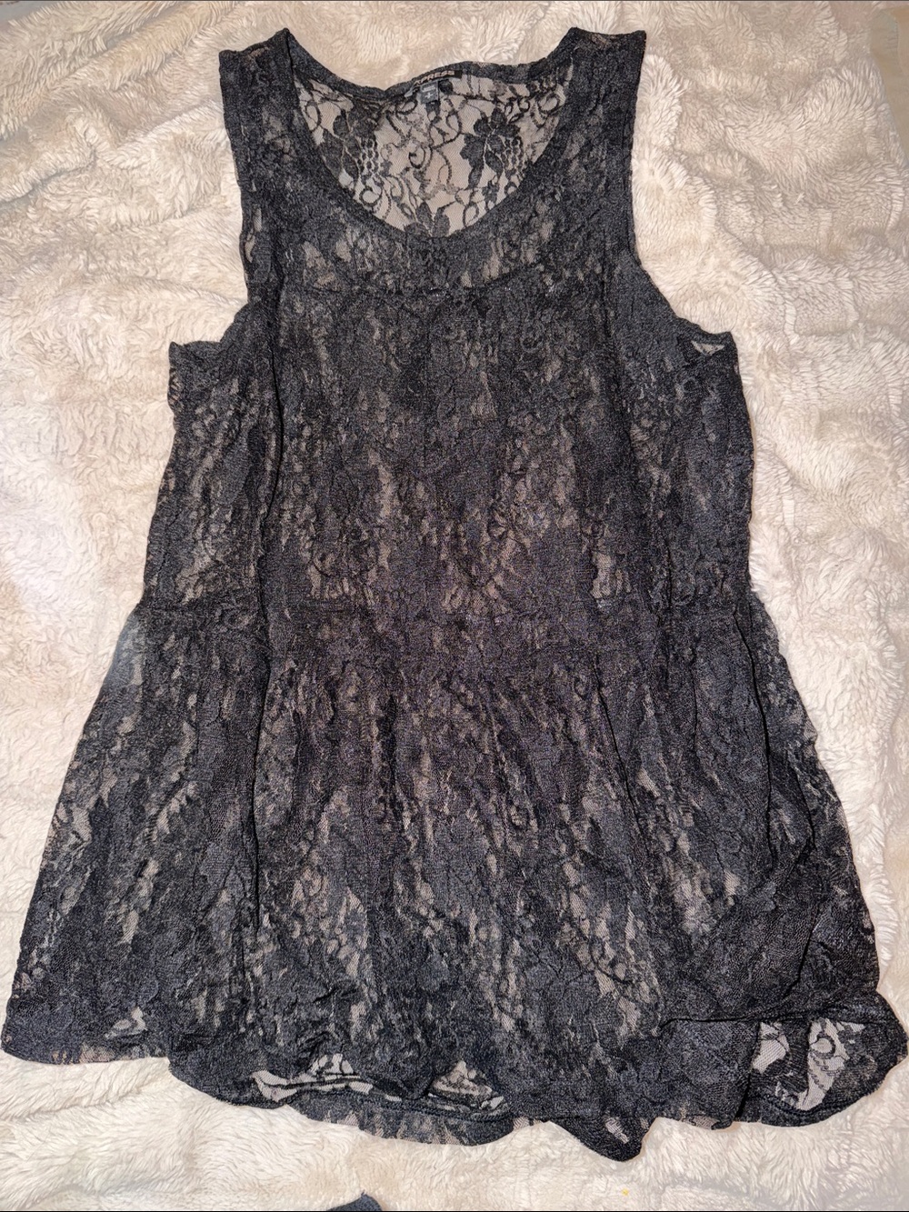 Express Black Lace Sleeveless Peplum Tunic
